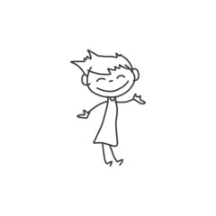 hand drawing cartoon happy kids
