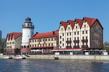 Naklejka premium Fishing village, Kaliningrad cityscape, Russia