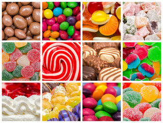 Delicious Sweets Background Collage With Confectionery