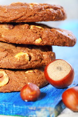 Homemade chocolate cookies close-up.