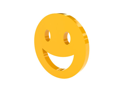 Laugh face icon over white background. Concept 3D illustration.