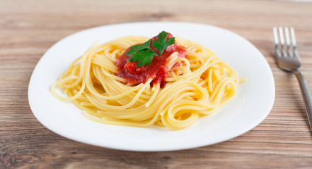 Spaghetti on a plate