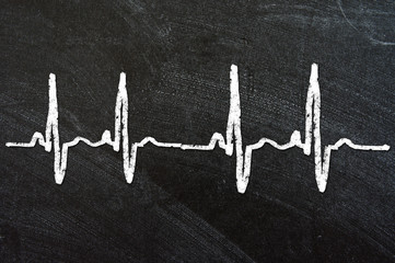 Heartbeat character and design, love heart on a chalkboard