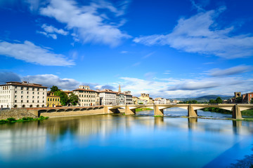Florence or Firenze, Ponte alle Grazie bridge, Italy.