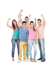 Fototapeta premium Happy friends celebrating the victory