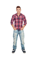 Casual boy with plaid shirt