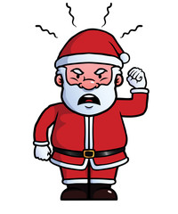 Santa Claus being angry and waving his fist.