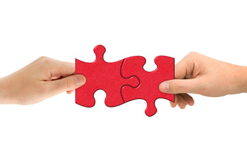 Hands and puzzle