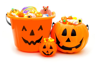 Group of Halloween Jack of Lantern candy holders