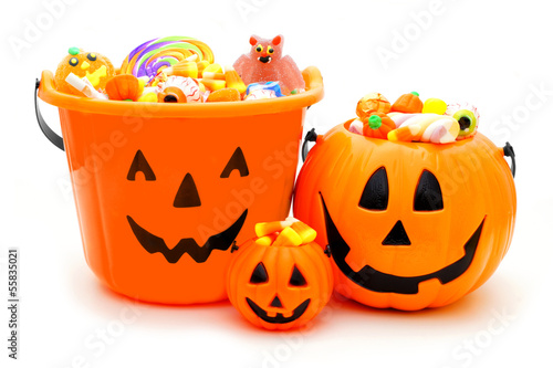 Group of Halloween Jack of Lantern candy holders
