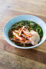 noodles with red porkl and chicken