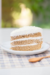 coffee cake on green background