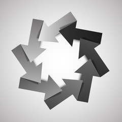 Vector life cycle diagram / schema grayscale with eight arrows