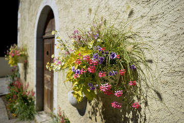 Fototapeta na wymiar Mur Savoy kaplicy ozdobione kwiatami