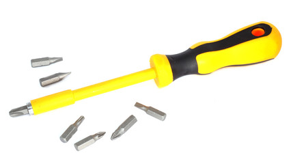 screwdriver bits set on a white background