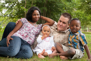 Multicultural happy family