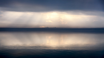 Fototapeta premium Fog in Passignano at Lake Trasimeno, Umbria, Italy