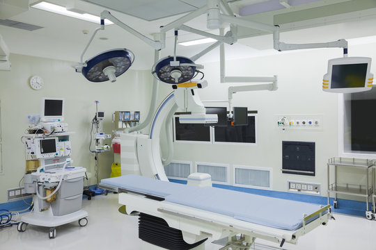 Operating room with surgical equipment, hospital, Beijing, China