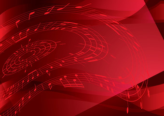 bright red background with music notes - vector - 55841485