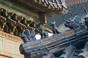 Foto op Canvas dak- en muurdetails in de Tempel van de Hemel, Peking, China © Fotokon