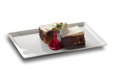 Brownie with cream