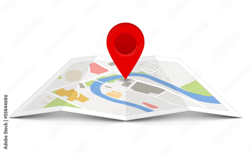 Fototapete vector map with pin pointer