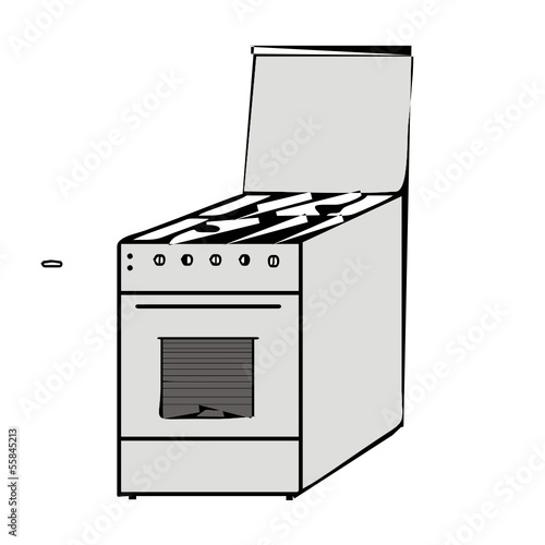 Vector Drawing Of A Gas Stove Vector Drawing Of A Gas Stove