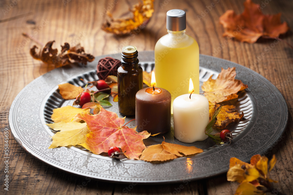 Wall mural autumn spa and aromatherapy