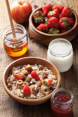 healthy breakfast with muesli and berry