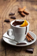 Photo sur Plexiglas Chocolat hot chocolate with orange and cinnamon