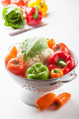 colorful vegetables in colander