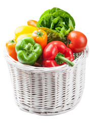 colorful vegetables in basket isolated