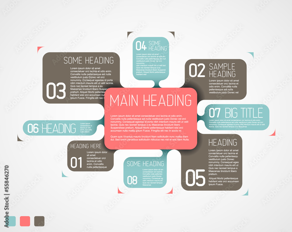 Poster vector retro diagram template with various descriptive bubbles