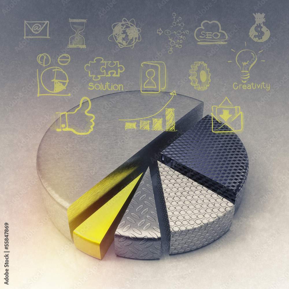 Poster pie chart on isolated background