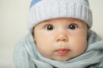 Cute baby, face closeup, portrait