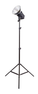 Studio monoblock flash light isolated on white