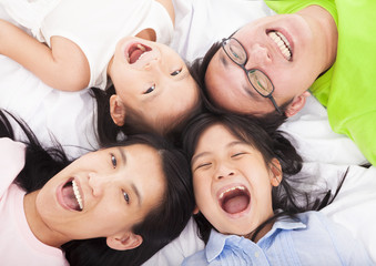 Happy   family on the floor