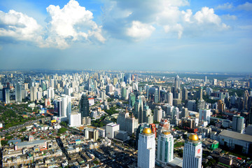 A birds'-eye view of Bangkok city skyline