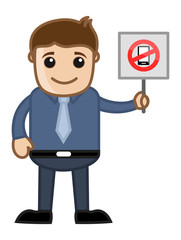 Cartoon Business Character - No Mobile Phone Allowed