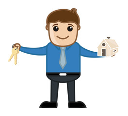 Home Loan - Real Estate Concept - Business Cartoon