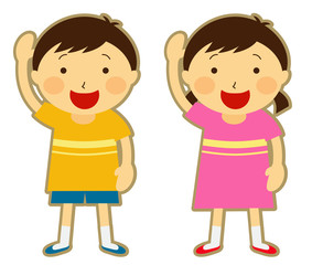 手を挙げる子供