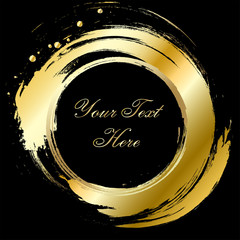 Golden brush strokes on black background.