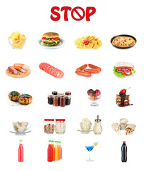 Collage of different unhealthy food