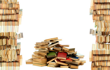Lot of old books isolated on white