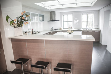 Large, open, modern kitchen. 