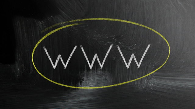 www handwritten with white chalk on a blackboard