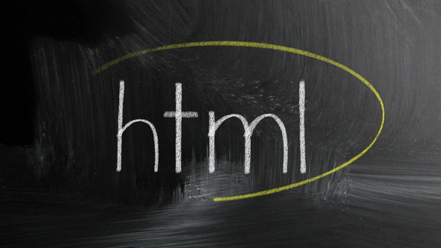 Html Sign Written With Chalk On Blackboard
