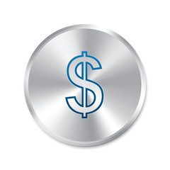 Dollar silver sign. Isolated currency icon.