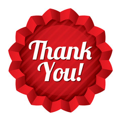 Thank you tag. Vector red round star sticker.
