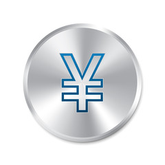 Yen silver sign. Isolated currency icon.